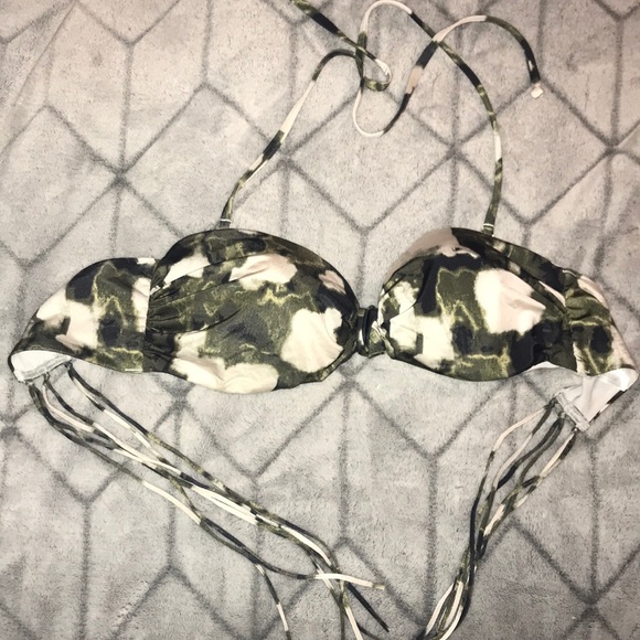 Green and White Bikini Top - Picture 1 of 2
